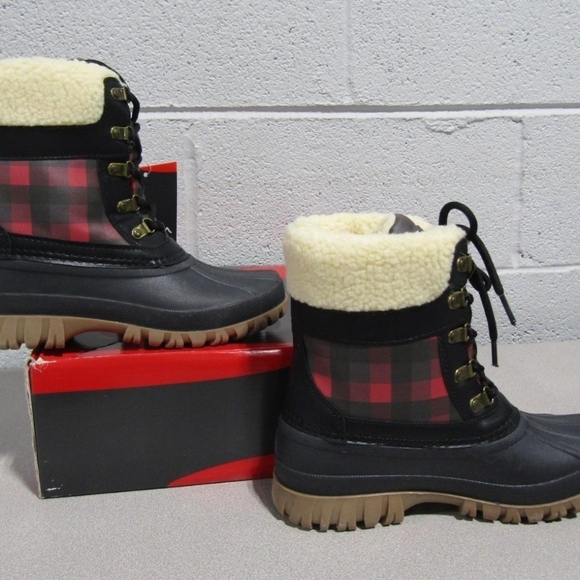 Cougar Women's Black and Red Plaid Winter Boots - Picture 3 of 7